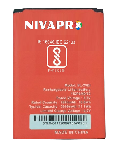 NIVAPRO BL-29DI FOR ITEL Muzik 400, It 5092, ITEL 14 MAX Mobile Battery, 3000mAh, 3.7v