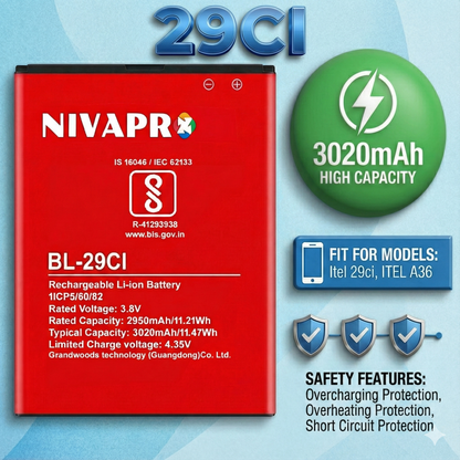 NIVAPRO BL-29CI Battery for ITEL A36 3020mAh