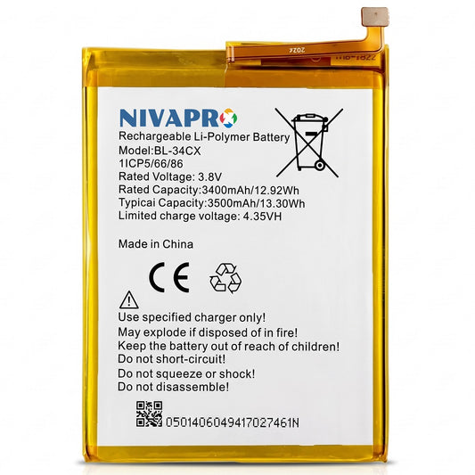 NIVAPRO BL34CX Original for Infinix Smart 3 Plus (X627) Compatible 3500mAh with 6 Months Warranty