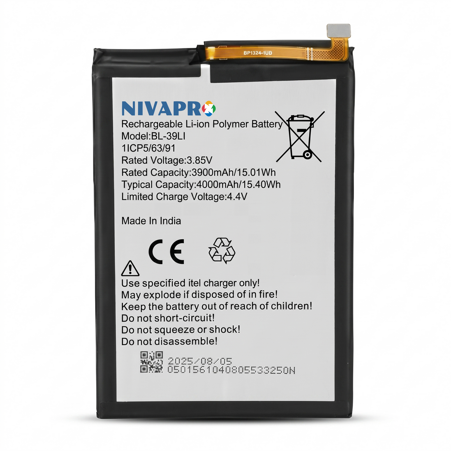 NIVAPRO BL39LI Original for Itel A56 & W6004 2021 Compatible 4000mAh with Warranty