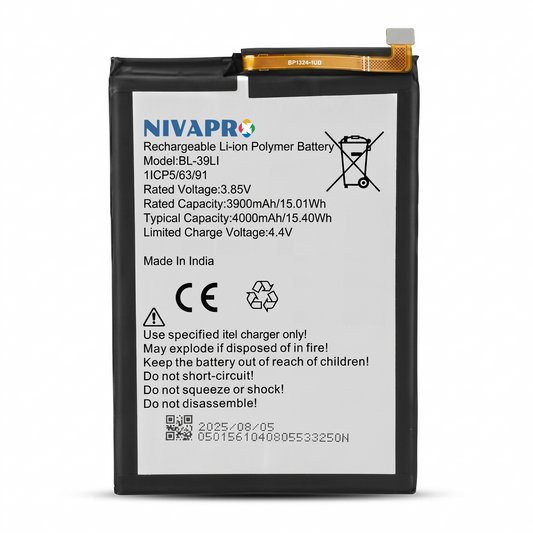 NIVAPRO BL39LI Original for Itel A56 & W6004 2021 Compatible 4000mAh with Warranty