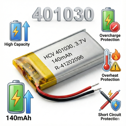 401030 3.7V Rechargeable Li-Po Battery – Micro Slim Lithium Polymer Cell