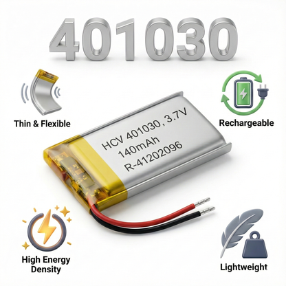 401030 3.7V Rechargeable Li-Po Battery – Micro Slim Lithium Polymer Cell