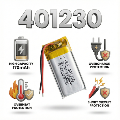 401230 3.7V Rechargeable Li-Po Battery – Micro Slim Lithium Polymer Cell