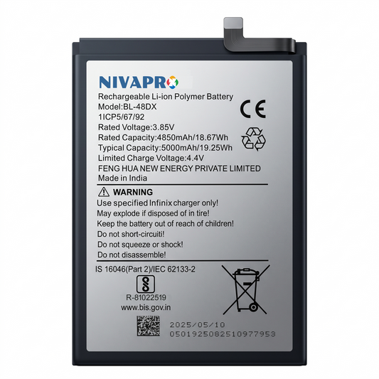 NIVAPRO BL48DX Original for  Infinix Hot 11 2022 (X675) Compatible 5000mAh with Warranty