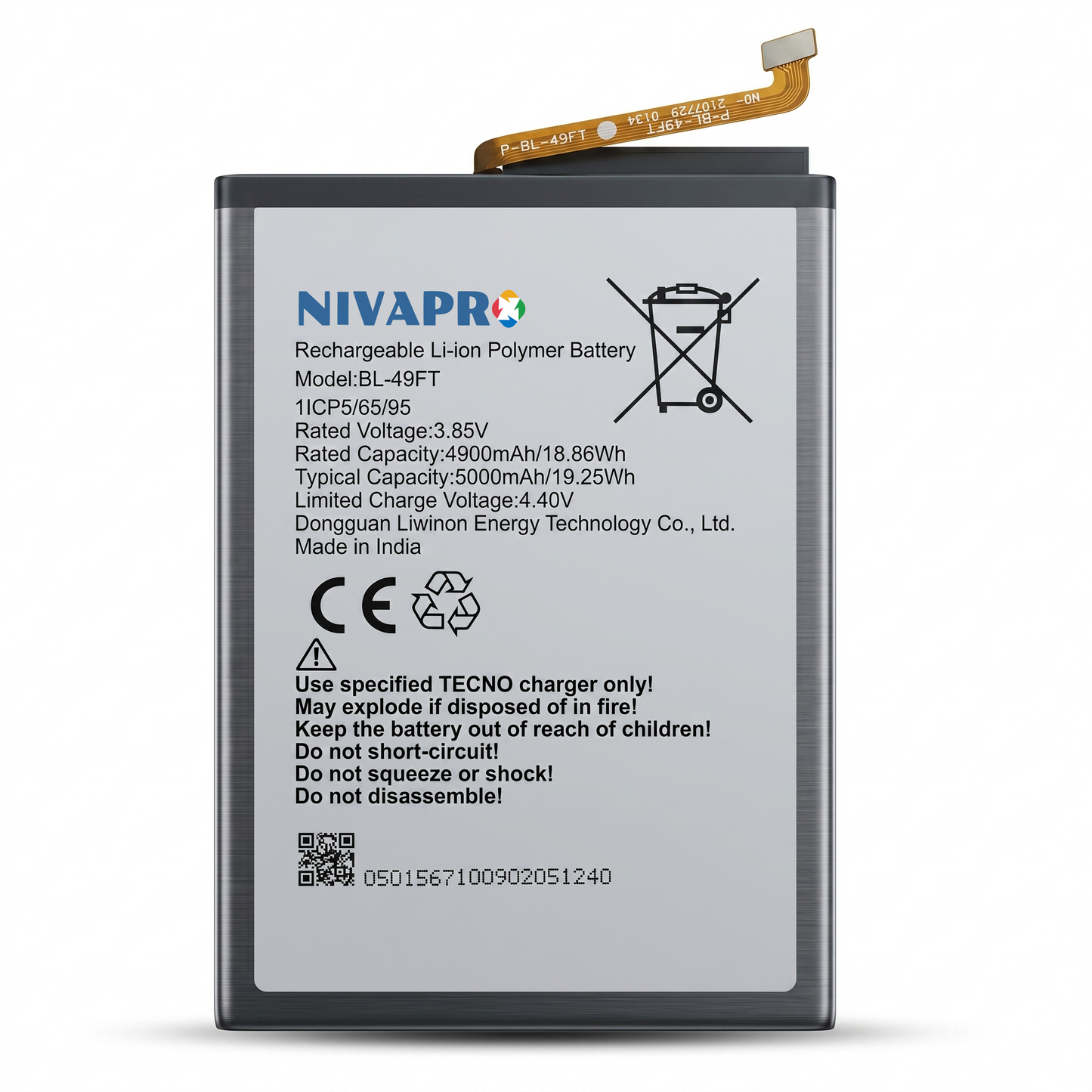 NIVAPRO BL49FT Original for Tecno Spark Go 2020, Tecno Spark 5, Tecno Camon 15, Tecno Pop 4  Compatible 5000mAh with Warranty