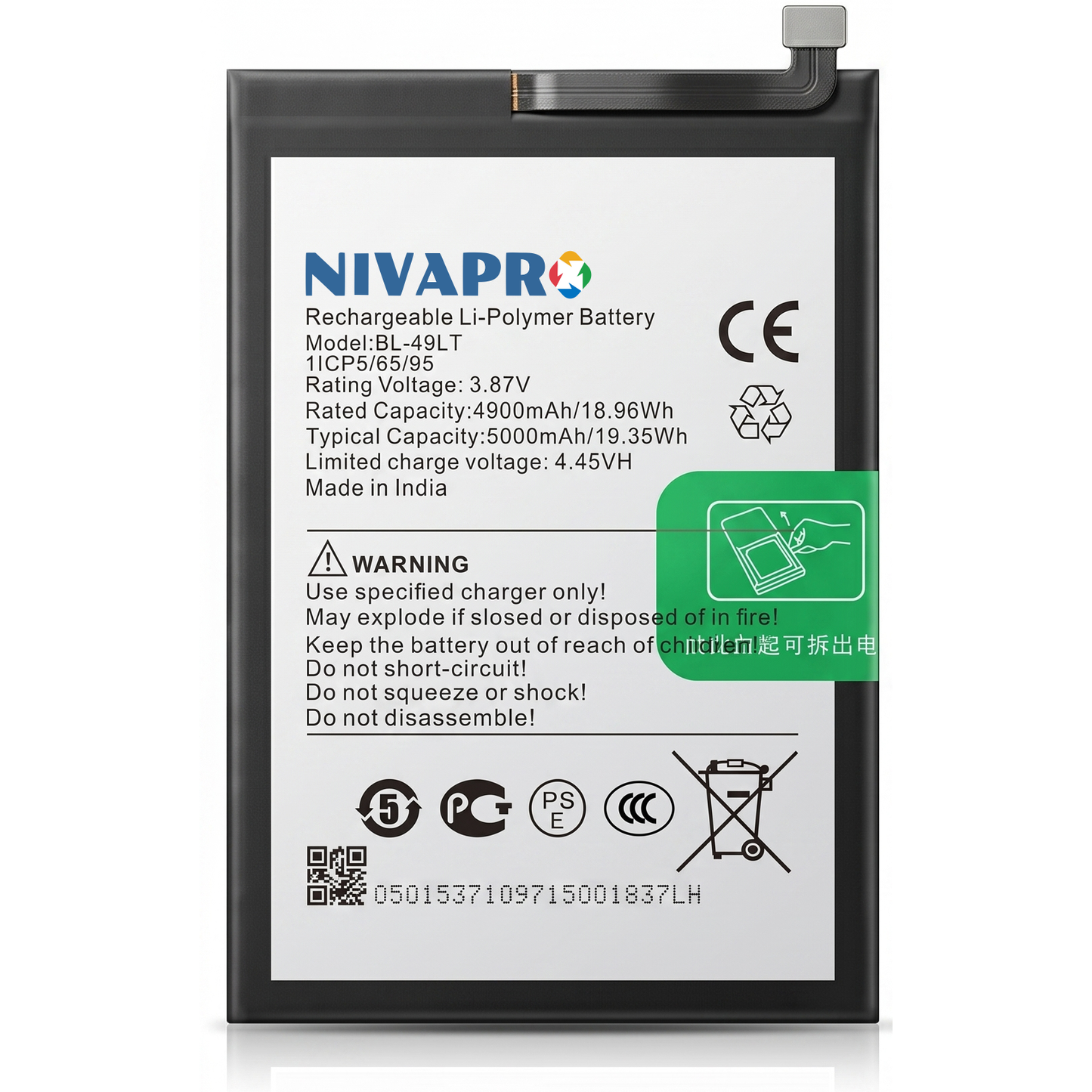 NIVAPRO BL49LT Original for Tecno Camon19, CI6n Compatible 5000mAh with Warranty