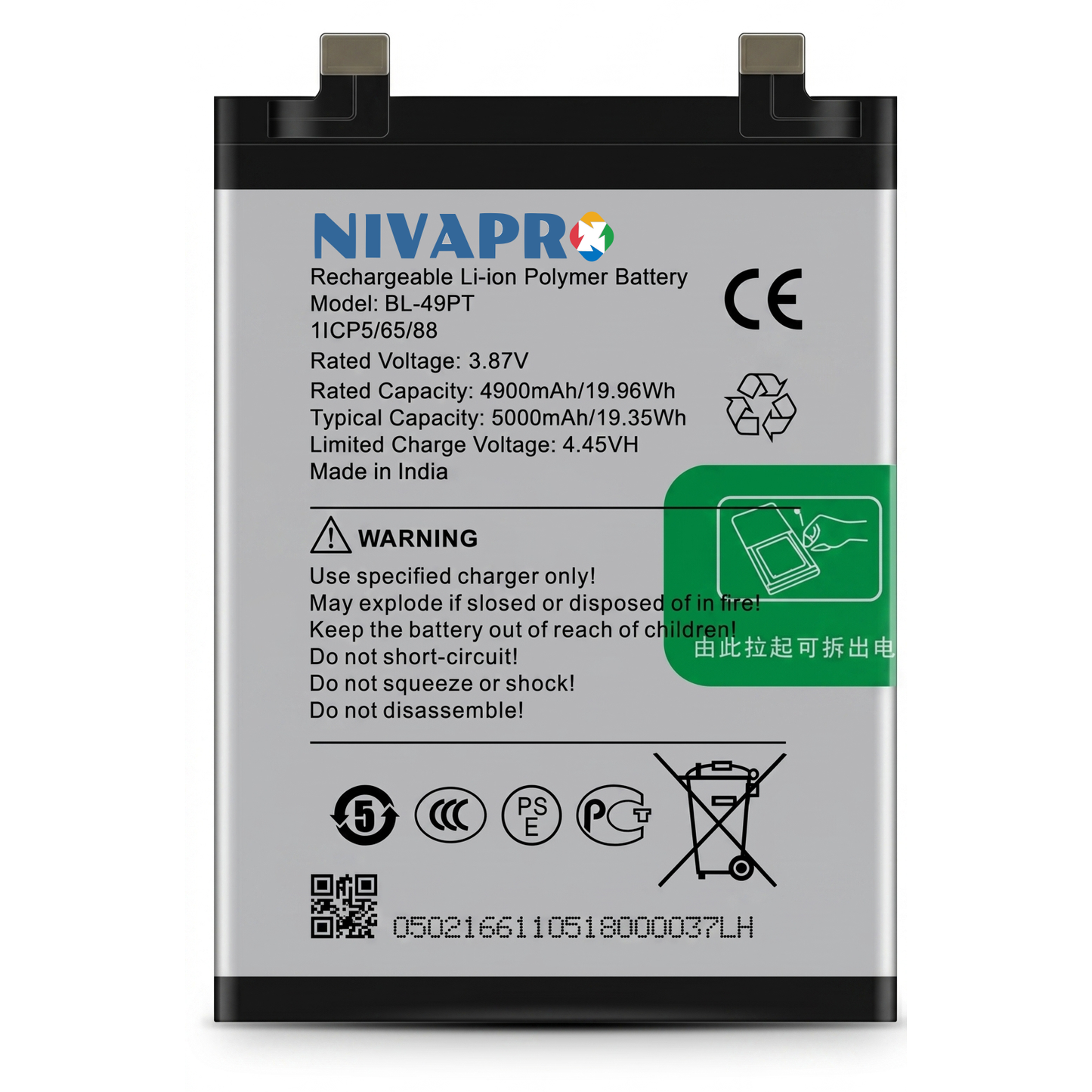NIVAPRO BL49PT Original for  Tecno Pova 5 Pro 5G (Model: LH8n)  Compatible 5000mAh with Warranty