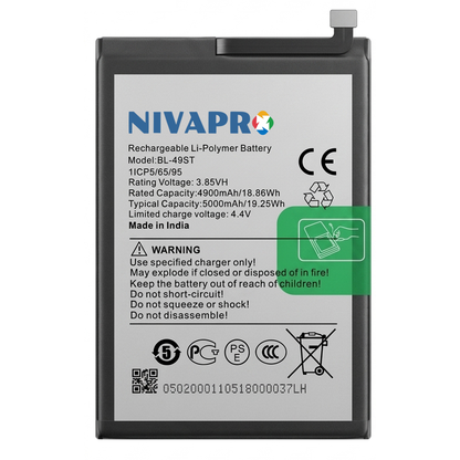 NIVAPRO BL49ST Original for  Spark 10 (KI5q), Spark 10C (KI5k, KI5m), and Spark 10 Pro (KI7) Compatible 5000mAh with Warranty