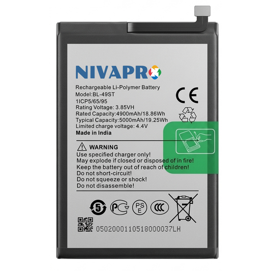 NIVAPRO BL49ST Original for  Spark 10 (KI5q), Spark 10C (KI5k, KI5m), and Spark 10 Pro (KI7) Compatible 5000mAh with Warranty
