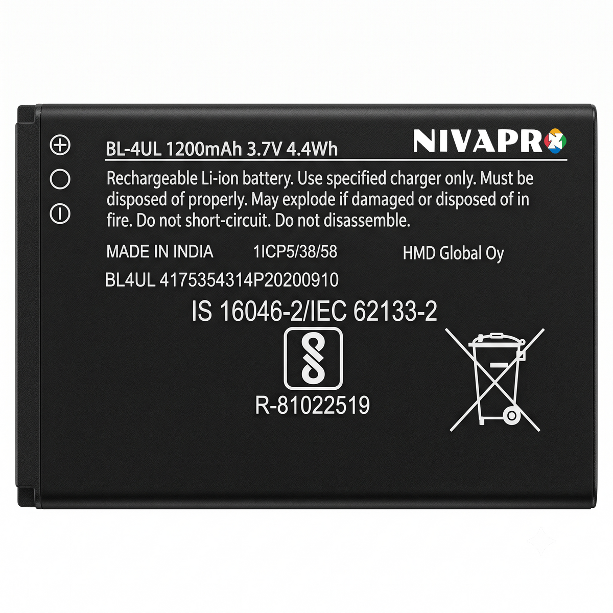 BL-4UL Original Battery for Nokia 3310(2017, 3G, 4G editions), Nokia 5310 (2020), Nokia 6310 (2021), Nokia 215 4G, Nokia 220 4G, Nokia 225,Asha 225,Asha 225 4G), and Nokia 230/230 Dual SIM, Nokia Asha 500, Asha 502, and Asha 503 with Warranty by NIVAPRO