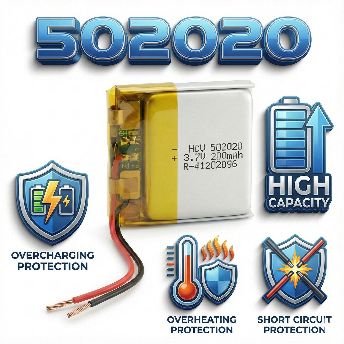 502020 Rechargeable Li-Po Battery – Micro Slim Lithium Polymer 3.7v