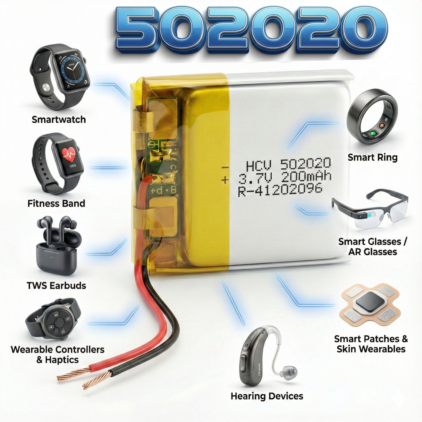 502020 Rechargeable Li-Po Battery – Micro Slim Lithium Polymer 3.7v