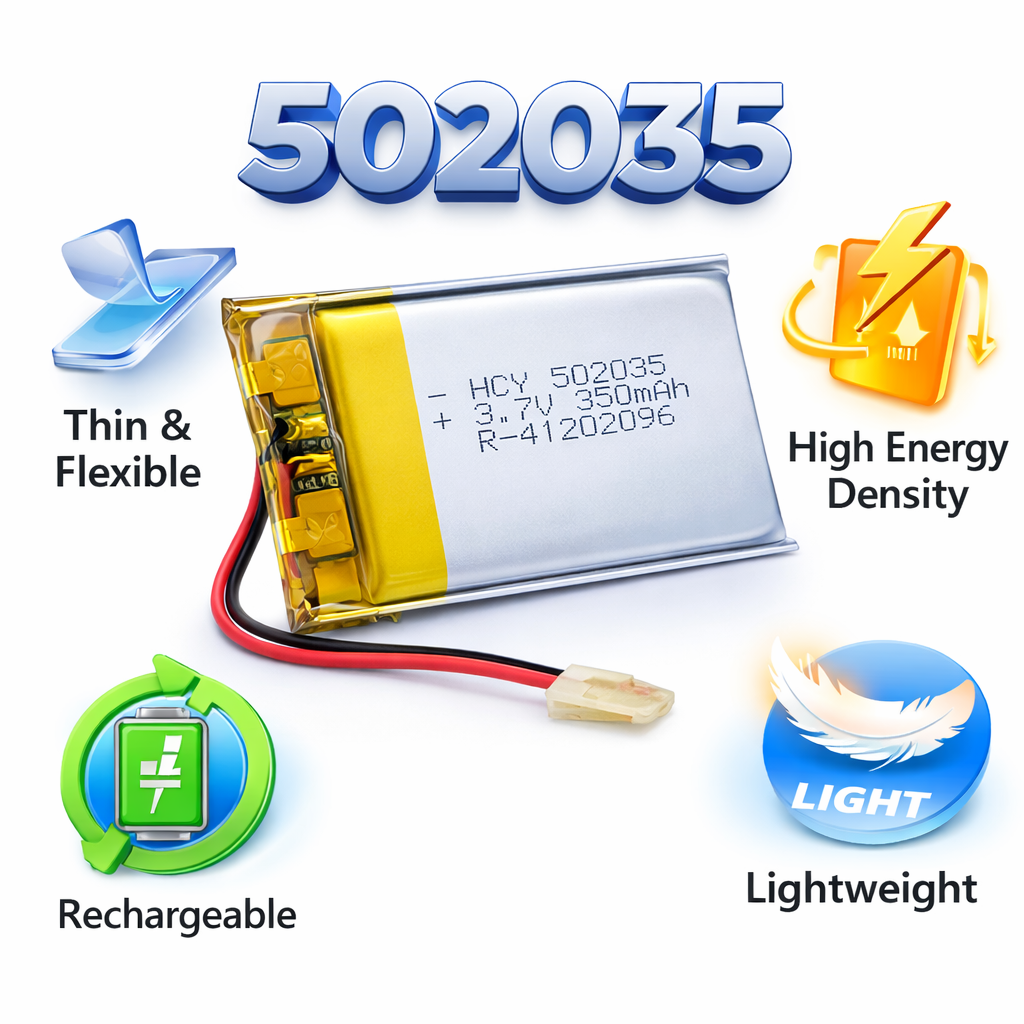 502035 Rechargeable Li-Po Battery – Micro Slim Lithium Polymer 3.7v