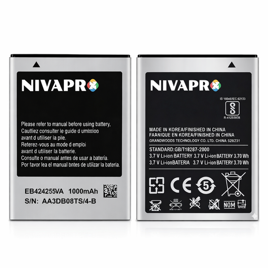 Original S-5222 Compatible for Samsung S-5222,S3353 S3850 Galaxy Chat Star 3 Duos EB-424255 Galaxy Chat Star 3 with 1000mAh 3.7v 3.70wh Battery by NIVAPRO