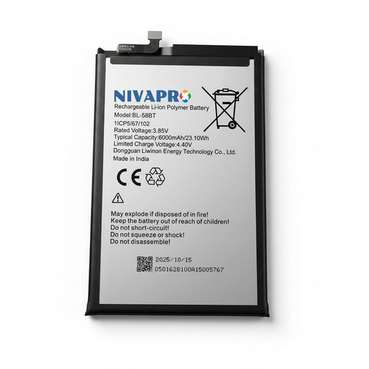 NIVAPRO BL58BT Original Mobile Battery Compatible for Tecno Pouvoir 4 6000mAh with Warranty by NIVAPRO