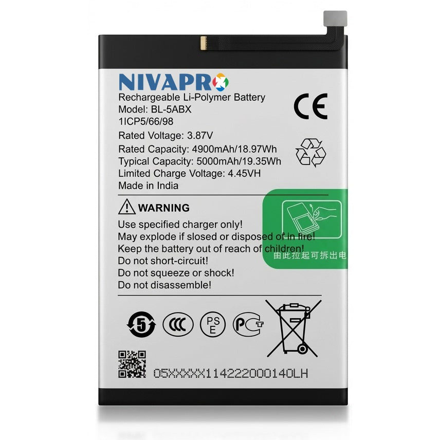 NIVAPRO BL5ABX Original for Infinix Hot 50 Compatible 5000mAh with 6 Months Warranty