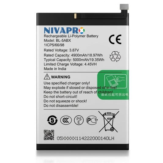 NIVAPRO BL5ABX Original for Infinix Hot 50 Compatible 5000mAh with 6 Months Warranty
