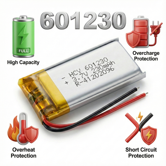 601230 3.7V Rechargeable Li-Po Battery – Micro Slim Lithium Polymer Cell