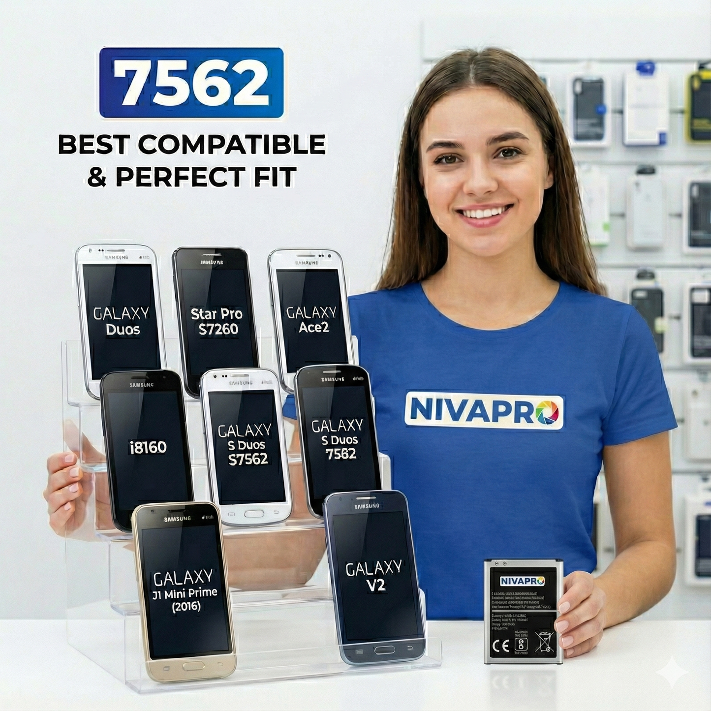S7562 Duos, Star Pro S7260, Ace2, i8160, S Duos S7562, S Duos 7582,J1 Mini Prime Samsung compatible by NIVAPRO