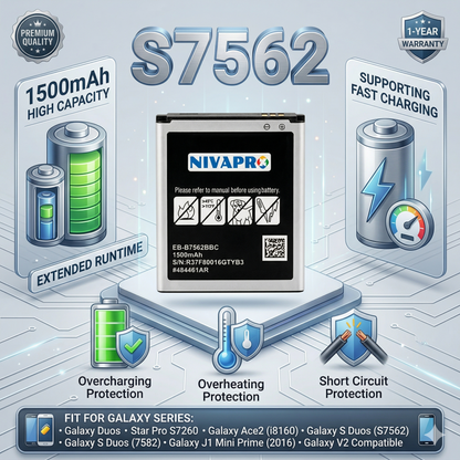 S7562 Duos, Star Pro S7260, Ace2, i8160, S Duos S7562, S Duos 7582,J1 Mini Prime Samsung compatible by NIVAPRO