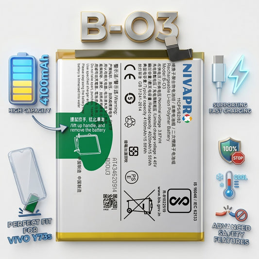 B-03, B03 Original for  Vivo Y73s (Model: V2031A) 4100mAh Battery with warranty by NIVAPRO