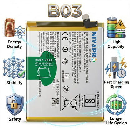 B-03, B03 Original for  Vivo Y73s (Model: V2031A) 4100mAh Battery with warranty by NIVAPRO