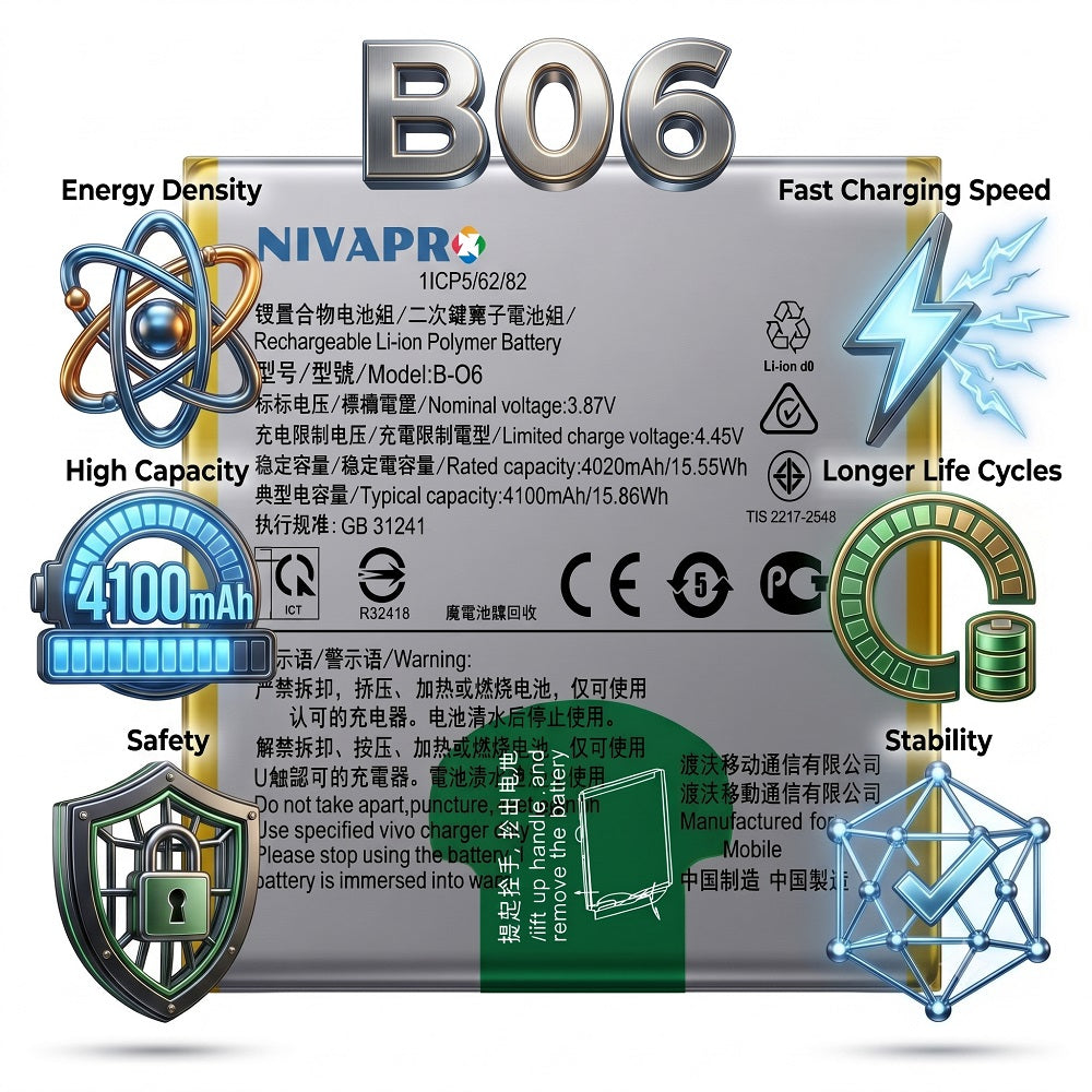 B-06, B06 Original for Vivo V20 SE (Model numbers V2022 and V2023) 4100mAh Battery with warranty by NIVAPRO