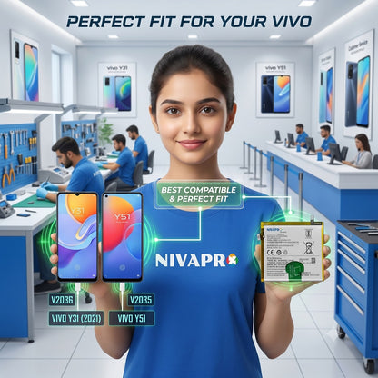 B-08, B08 Original for  Vivo Y31 2021 | Y51 2020  5000mAh Battery with warranty by NIVAPRO