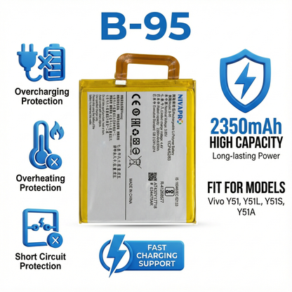 NIVAPRO B-95  for Vivo Y51, Y51L, Y51S Battery capacity 2350mAh with Warranty