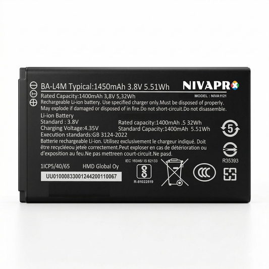 BA-L4M Original Battery for Nokia 235 4G, Nokia 215 4G, Nokia 220 4G, and Nokia 3210 4G (1450mAH) with Warranty by NIVAPRO