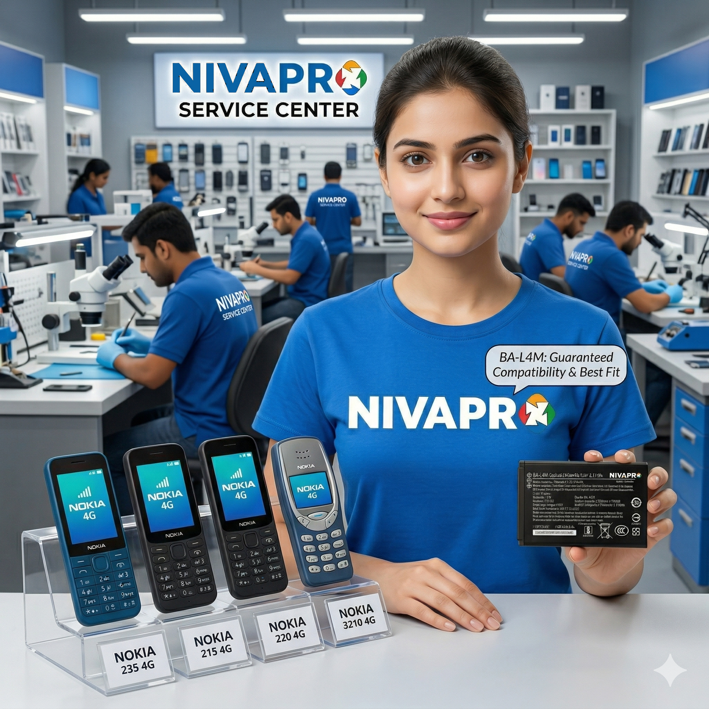 BA-L4M Original Battery for Nokia 235 4G, Nokia 215 4G, Nokia 220 4G, and Nokia 3210 4G (1450mAH) with Warranty by NIVAPRO