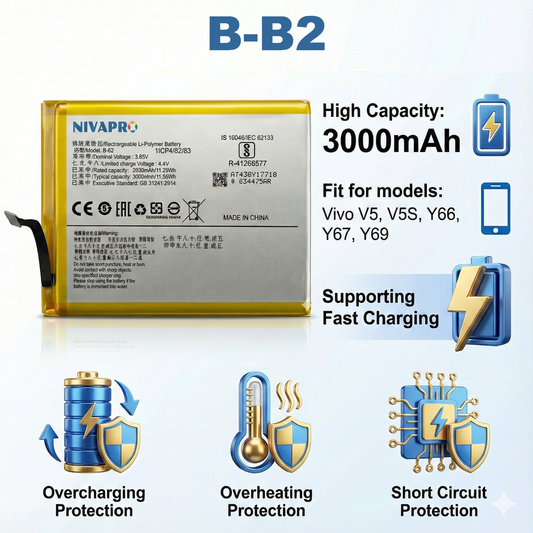 B-B2  for VIVO V5, V5S,Y66, Y67, Y69 compatible Battery 3000mAh with Warranty by NIVAPRO