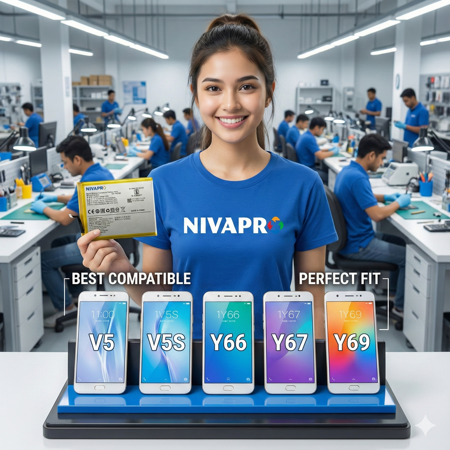 B-B2  for VIVO V5, V5S,Y66, Y67, Y69 compatible Battery 3000mAh with Warranty by NIVAPRO