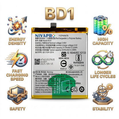 B-D1, BD1 Original for Vivo X20 3245mAh Battery with warranty by NIVAPRO