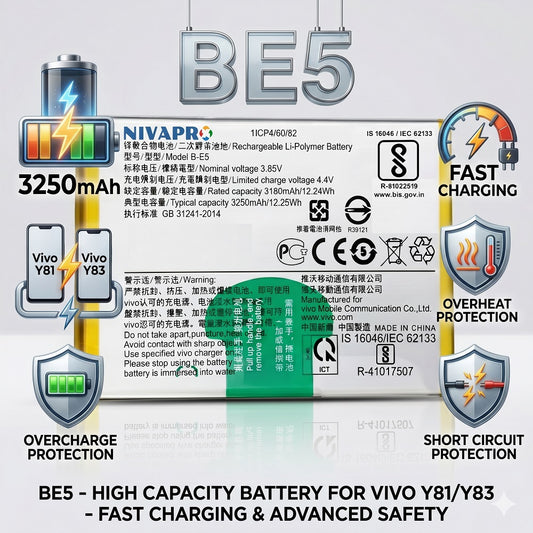 B-E5, BE5 for Vivo Y81/Y83 3250mAh Battery with warranty by NIVAPRO