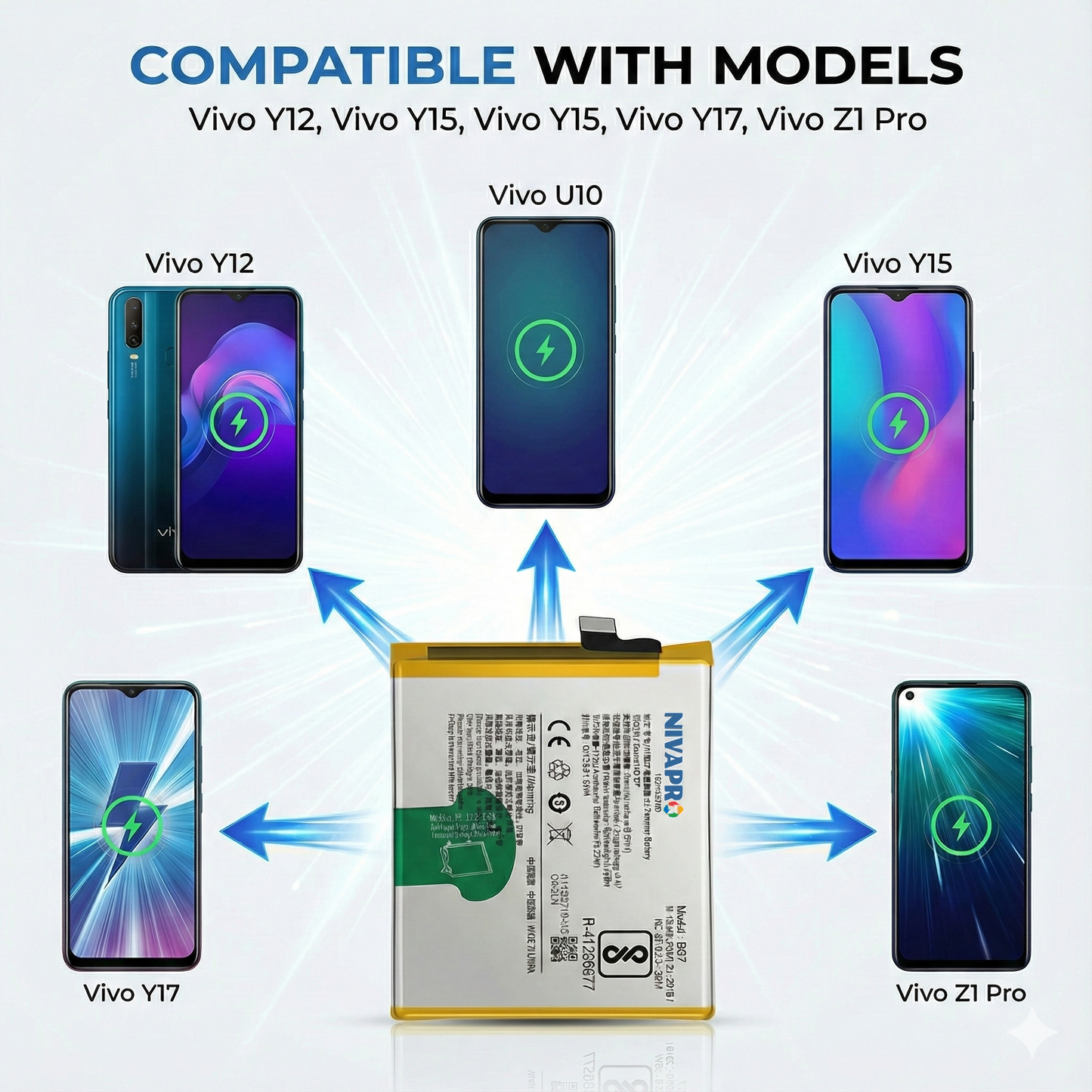 NIVAPRO BG7 Battery for Y12,Y15, Y17, Z1 Pro & U10 Compatible 5000mAh