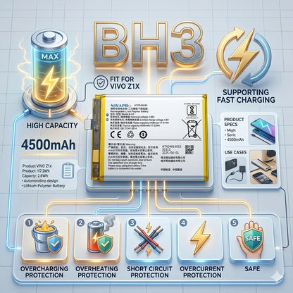 B-H3, BH3 for Vivo Z1x  4500mAh Battery with warranty by NIVAPRO