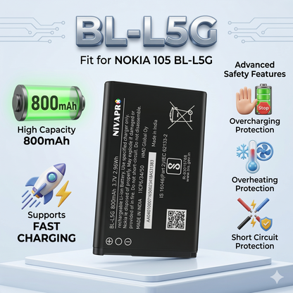 BL-L5G Original Battery for Nokia 105 (800mAH) with Warranty by NIVAPRO