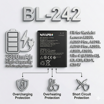 BL242 Mobile battery for A6000,A6010 2300mAh by NIVAPRO