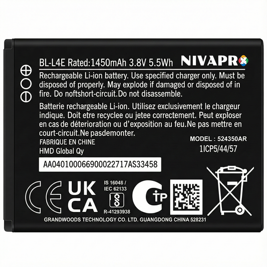 NIVAPRO BL-L4E Compatible for Nokia 2660 Flip 4G / Nokia 8210 4G 1450mAh Battery