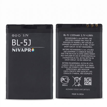 BL-5J Original Battery for Fit for Nokia 5230, 5233, 5800, 3020, Xpress Music N900, C3 Lumia 520, 525, 530, 5900  (1320mAH) with Warranty by NIVAPRO