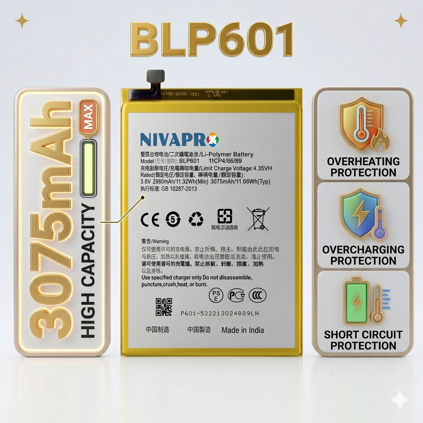 Original BLP601 for Oppo F1S | A59 | A59M | A59S | A53 | A53T | A53M 3075mAh Battery with warranty by NIVAPRO