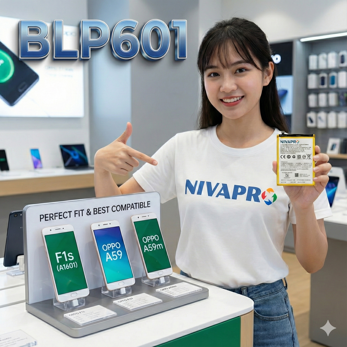 Original BLP601 for Oppo F1S | A59 | A59M | A59S | A53 | A53T | A53M 3075mAh Battery with warranty by NIVAPRO