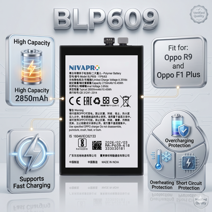 Original BLP609 for Oppo R9 | F1 Plus 2850mAh Battery with warranty by NIVAPRO
