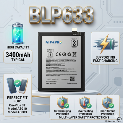 Original BLP633 for  OnePlus 3T A3010 A3003  3400mAh Battery with warranty by NIVAPRO