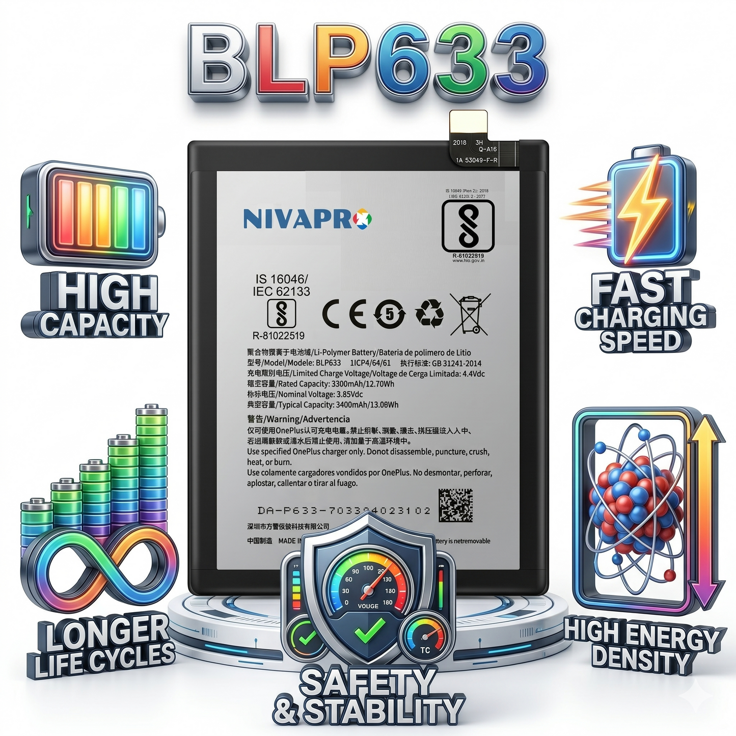 Original BLP633 for  OnePlus 3T A3010 A3003  3400mAh Battery with warranty by NIVAPRO