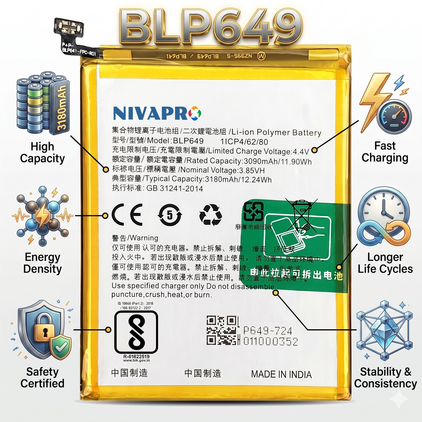 Original BLP649 for Oppo A83 / A83T / A83M / CPH1729, CPH1827 3180mAh Battery with warranty by NIVAPRO