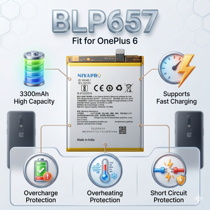 Original BLP657 for OnePlus 6 3300mAh Battery with warranty by NIVAPRO