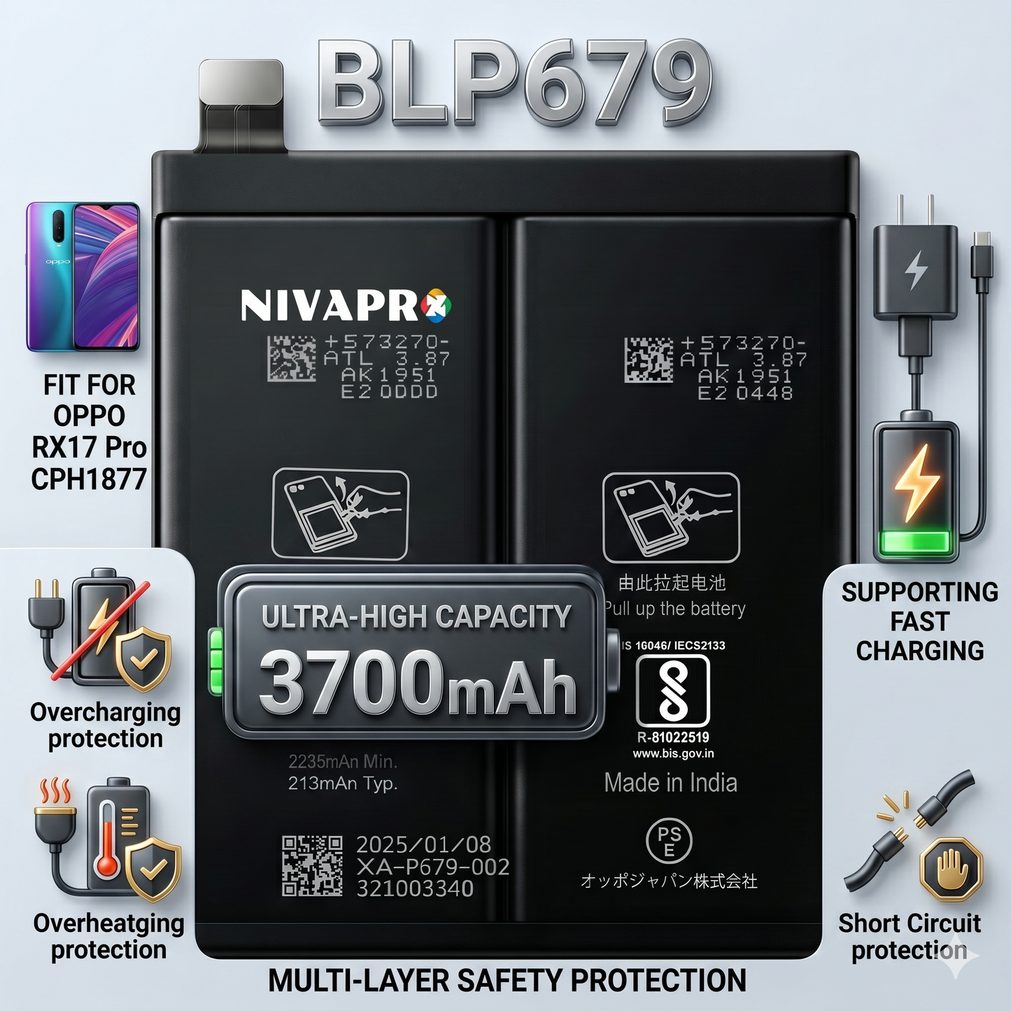 BLP679 for Oppo RX17 Pro CPH1877 3700mAh Battery with warranty by NIVAPRO